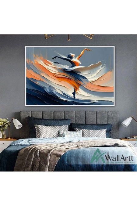 Abstract Female Dancer III 3D Heavy Textured Partial oil Painting - Wall Art