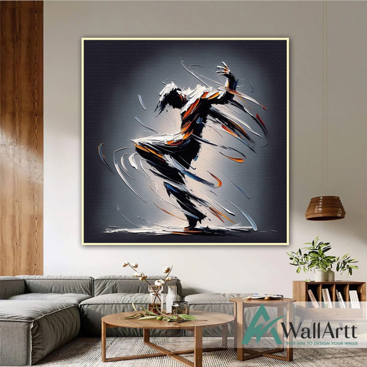 Abstract Male Dancer 3D Heavy Textured Partial Oil Painting - Wall Art