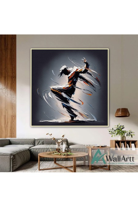 Abstract Male Dancer 3D Heavy Textured Partial Oil Painting - Wall Art