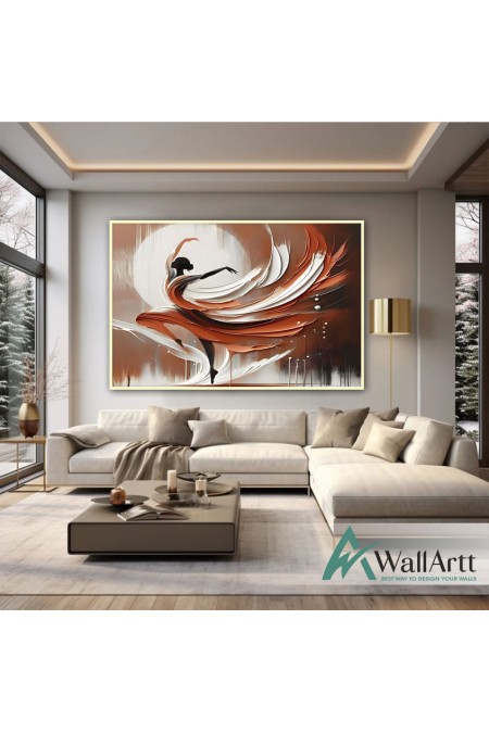 Abstract Female Dancer 3D Heavy Textured Partial oil Painting - Wall Art