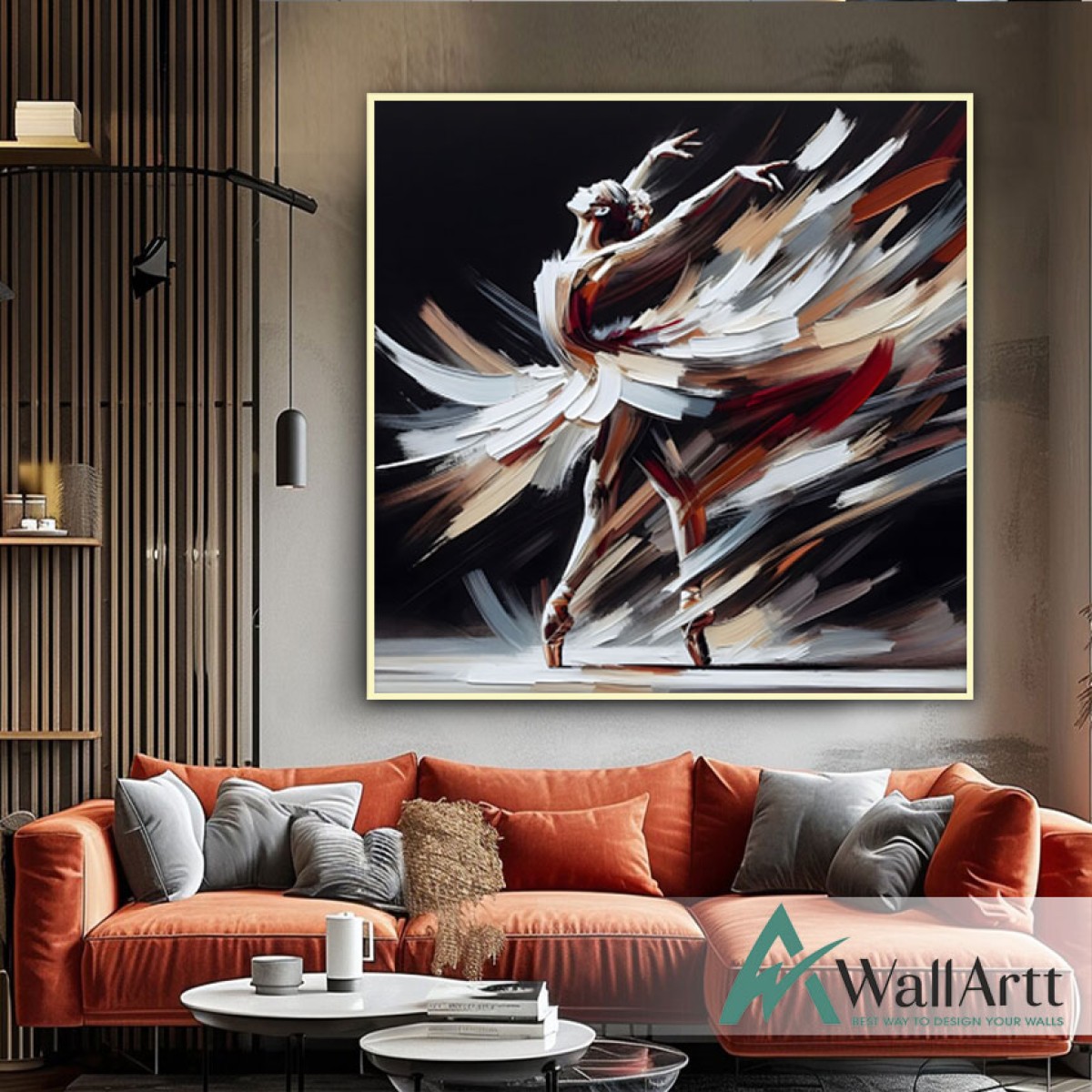 Abstract Ballerina 3D Heavy Textured Partial Oil Painting - Wall Art