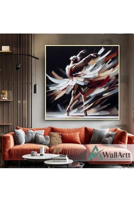 Abstract Ballerina 3D Heavy Textured Partial Oil Painting - Wall Art