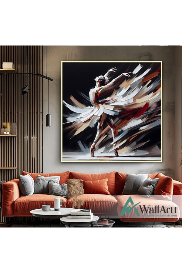 Abstract Ballerina 3D Heavy Textured Partial Oil Painting - Wall Art