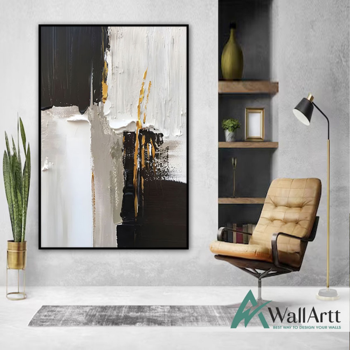 Black White Abstract II 3d Heavy Textured Partial Oil Painting -Wall Art