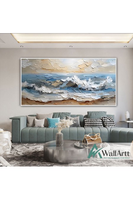 Abstract Mountains 3D Heavy Textured Partial Oil Painting - Wall Art