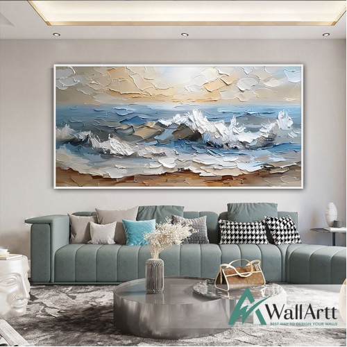 Abstract Mountains 3D Heavy Textured Partial Oil Painting - Wall Art