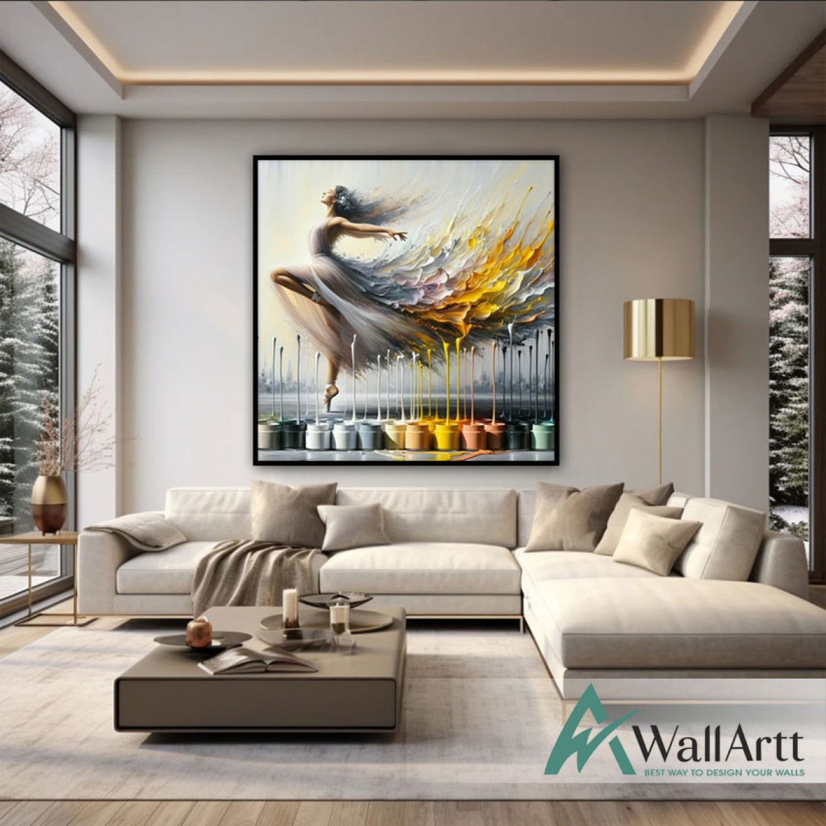 Abstract Ballerina II 3D Heavy Textured Partial Oil Painting - Wall Art