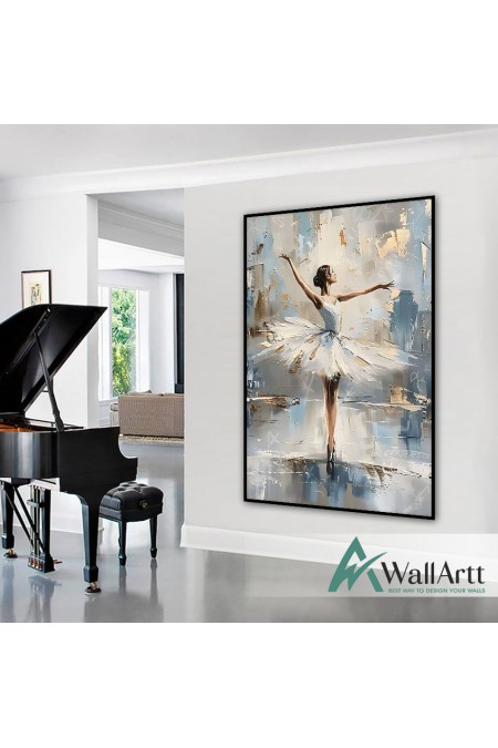 Ballerina III 3D Heavy Textured Partial oil Painting - Wall Art