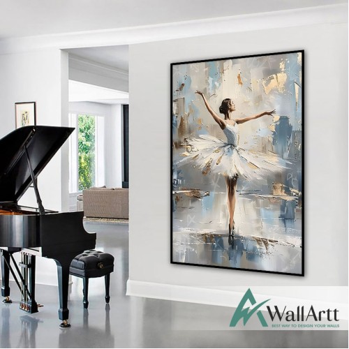 Ballerina III 3D Heavy Textured Partial oil Painting - Wall Art