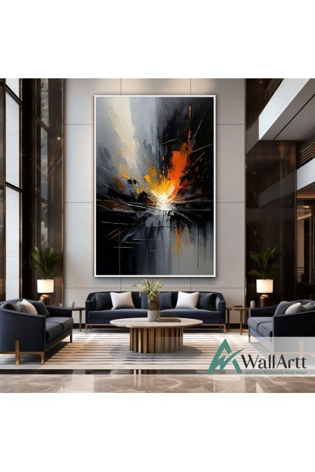 Abstract Explosion 3d Heavy Textured Partial Oil Painting - Wall Art