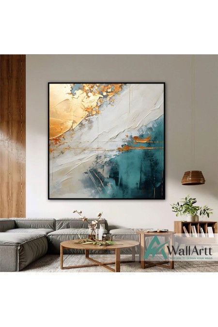 Abstract Munsell Gold Foil 3D Heavy Textured Partial Oil Painting - Wall Art