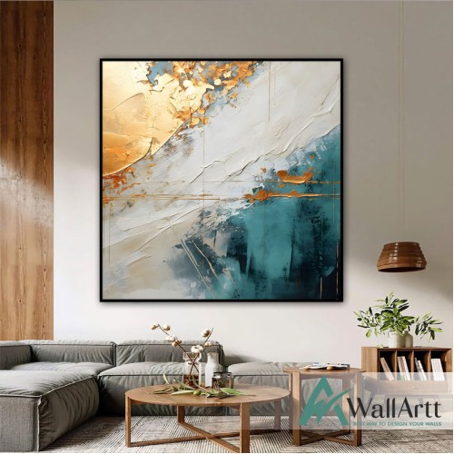 Abstract Munsell Gold Foil 3D Heavy Textured Partial Oil Painting - Wall Art