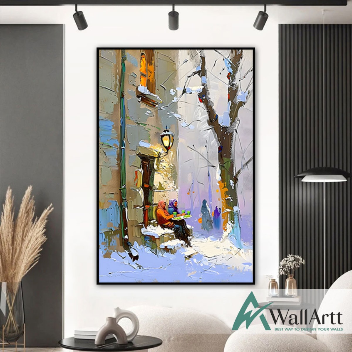 Winter Feast 3d Heavy Textured Partial Oil Painting - Wall Art