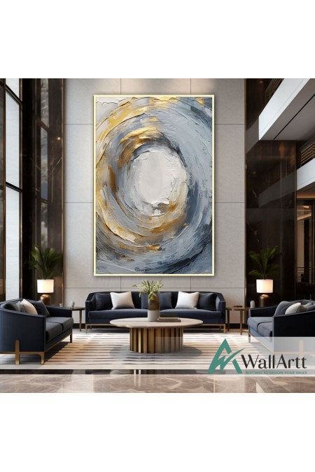 Gold Blue Tornado 3d Heavy Textured Partial Oil Painting - Wall Art