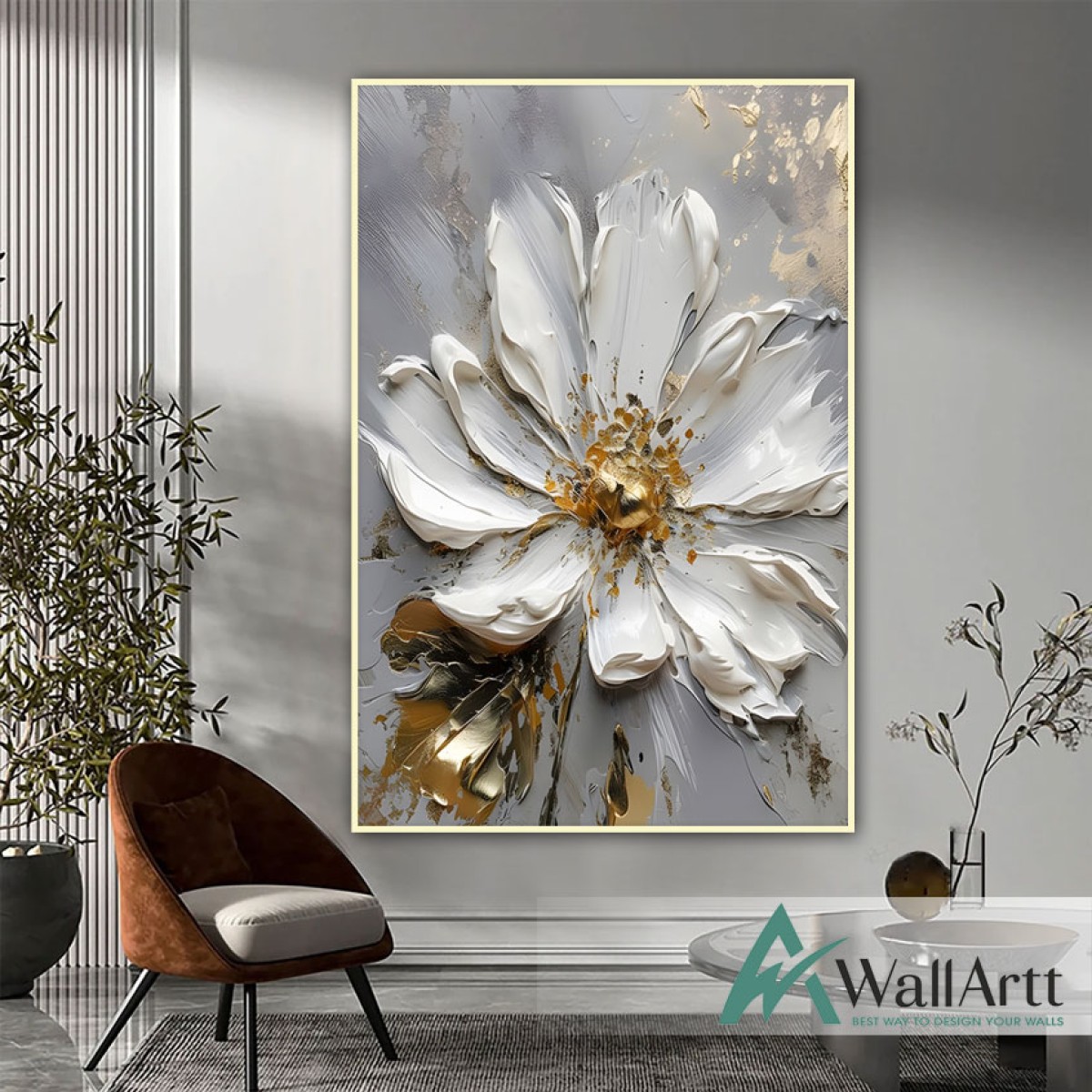 Gold Elegancy IV 3d Heavy Textured Partial Oil Painting - Wall Art