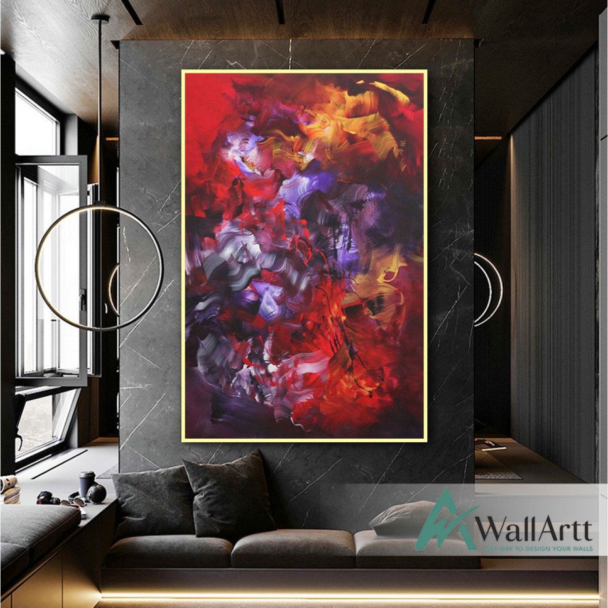 Beauty of Red Abstract Textured Partial Oil Painting