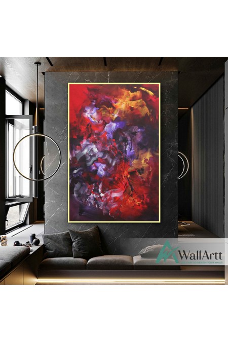 Beauty of Red Abstract Textured Partial Oil Painting