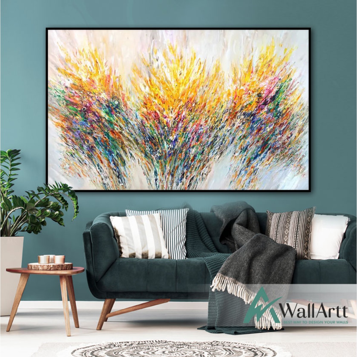 Colorful Flowers IV Abstract Textured Partial Oil Painting