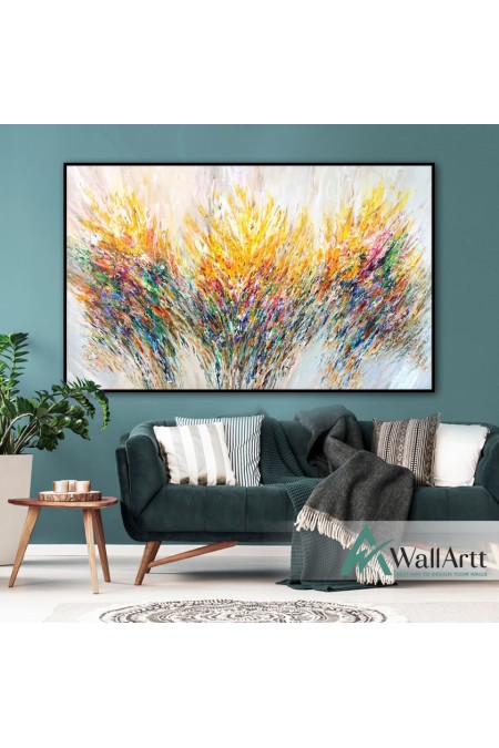 Colorful Flowers IV Abstract Textured Partial Oil Painting