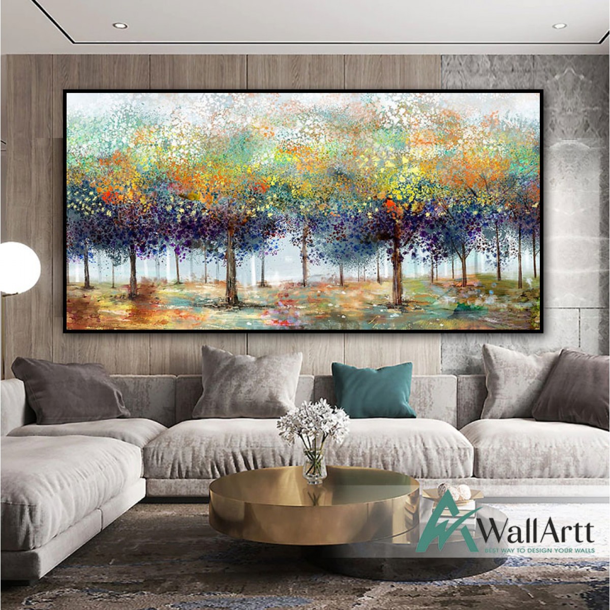Abstract Colorful Trees Textured Partial Oil Painting