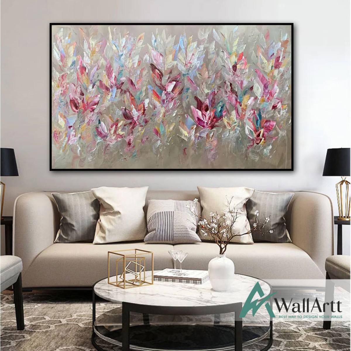 Abstract Flower Field Textured Partial Oil Painting