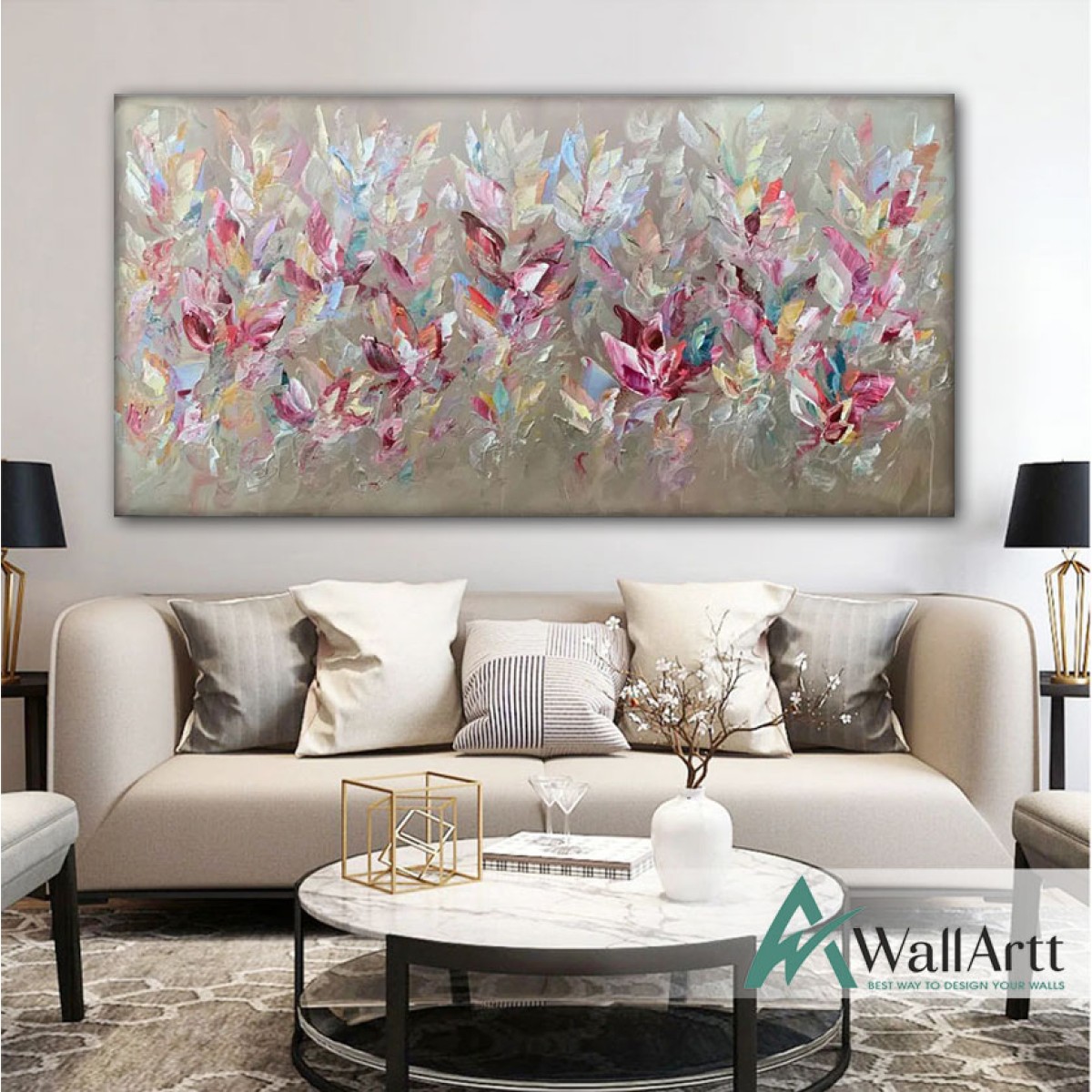Abstract Flower Field Textured Partial Oil Painting