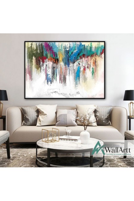 Abstract Multi Color Textured Partial Oil Painting