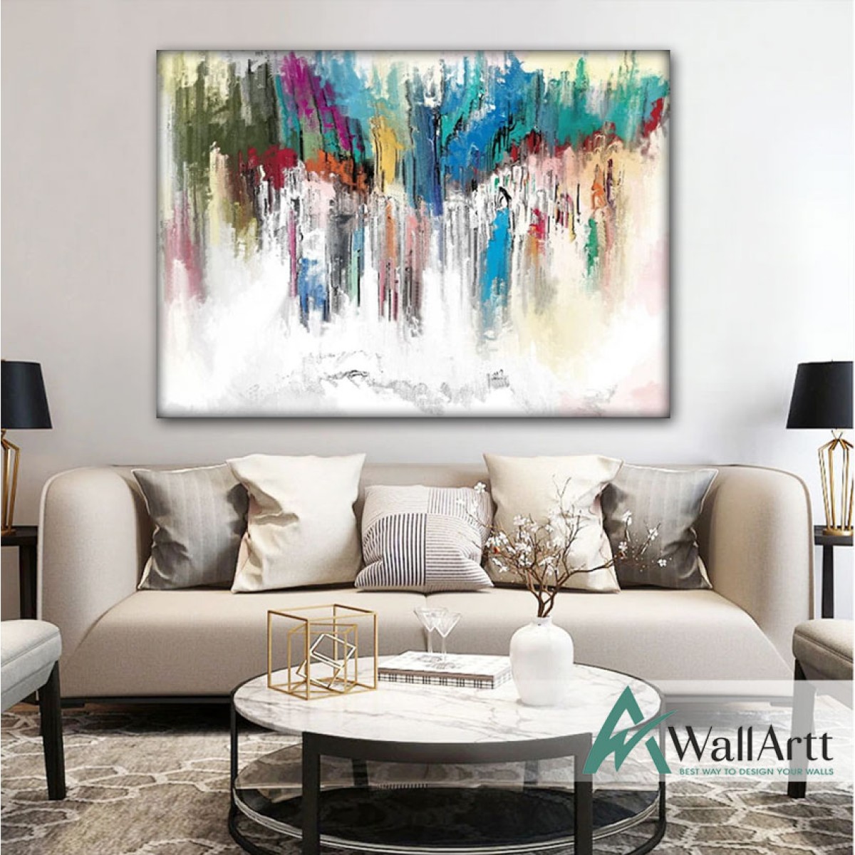 Abstract Multi Color Textured Partial Oil Painting