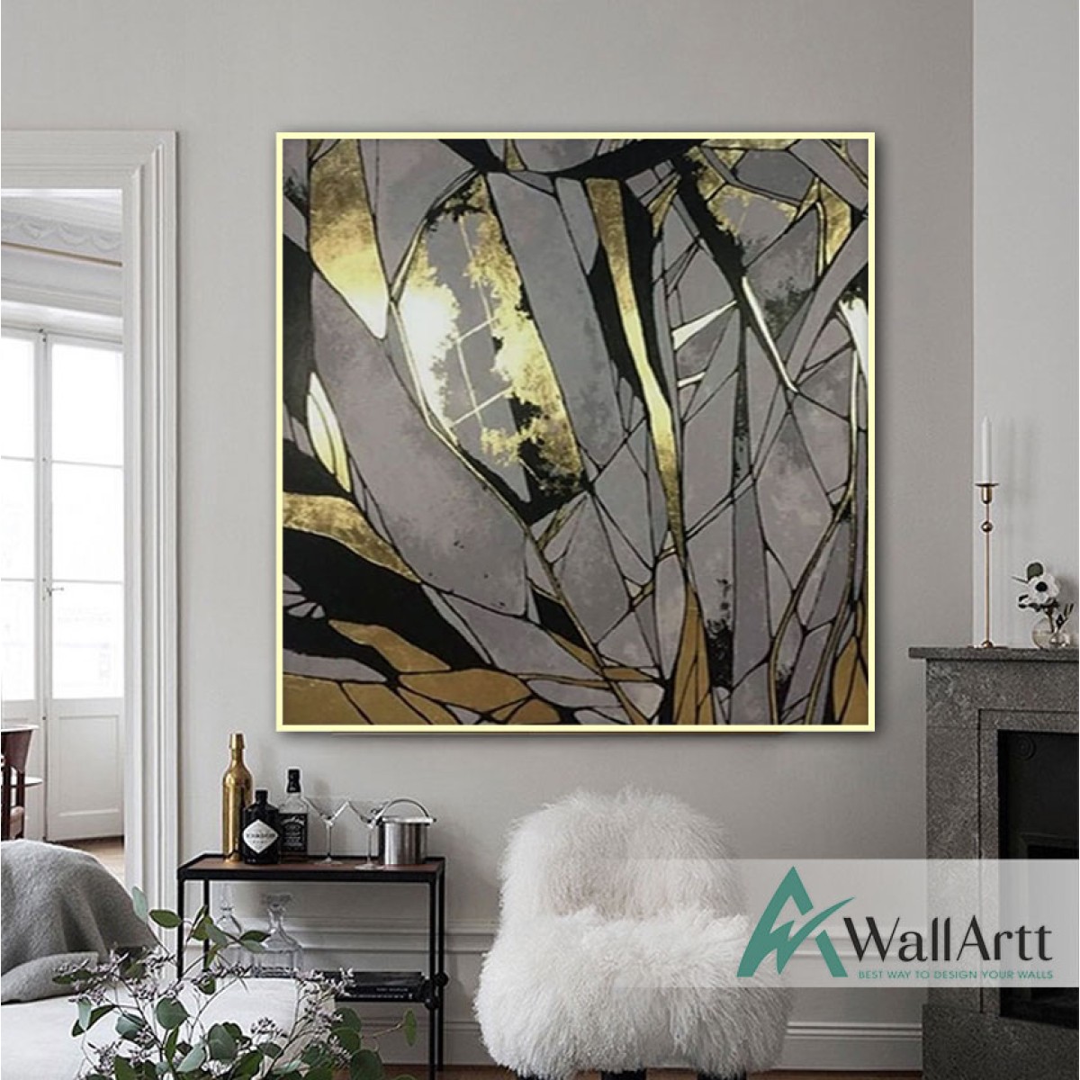 Gold Abstract I Textured Partial Oil Painting