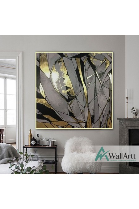 Gold Abstract I Textured Partial Oil Painting