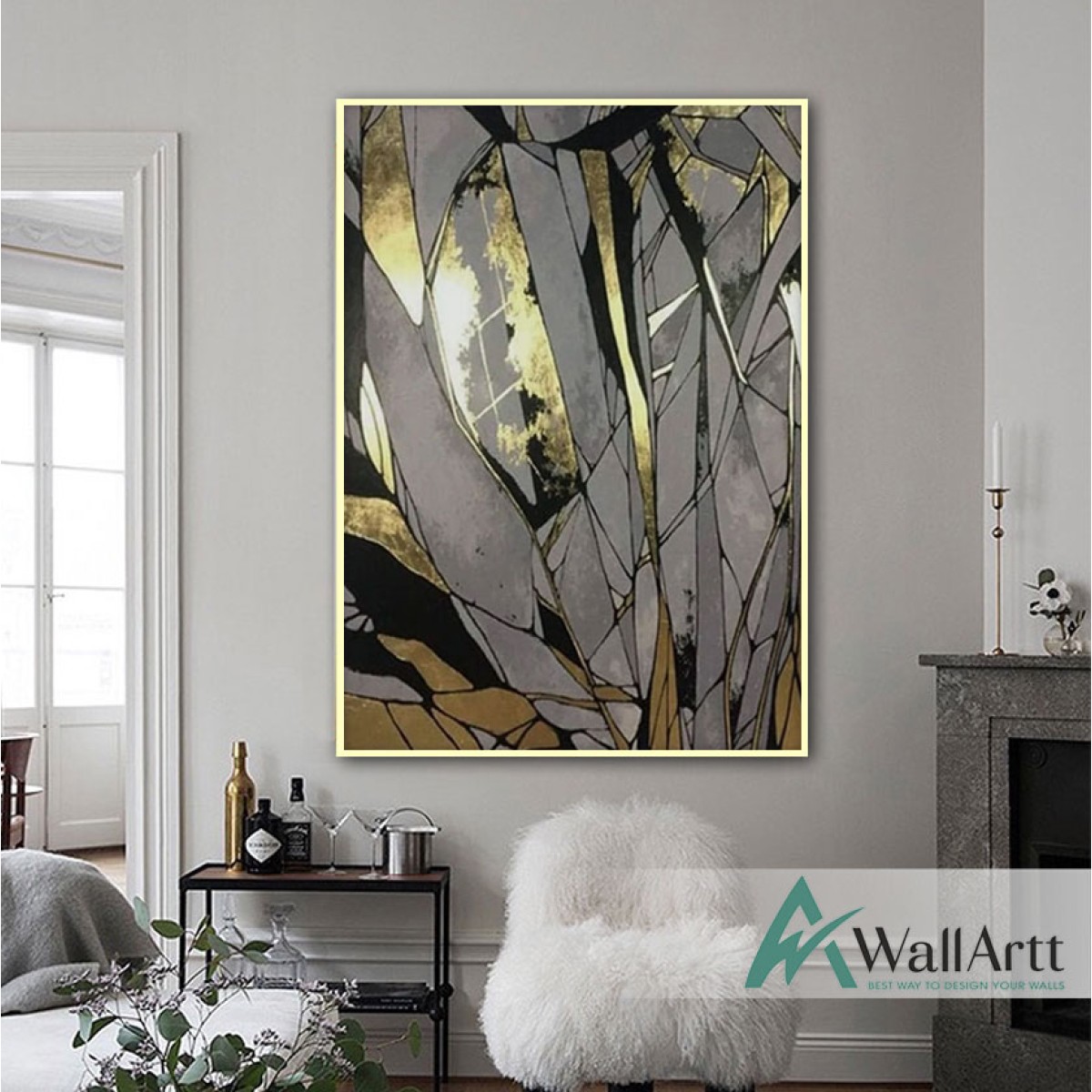 Gold Abstract I Textured Partial Oil Painting