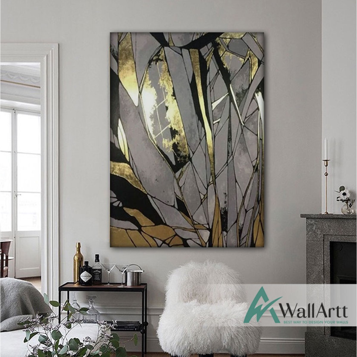 Gold Abstract I Textured Partial Oil Painting