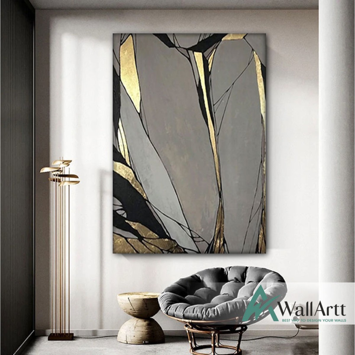 Gold Abstract II Textured Partial Oil Painting