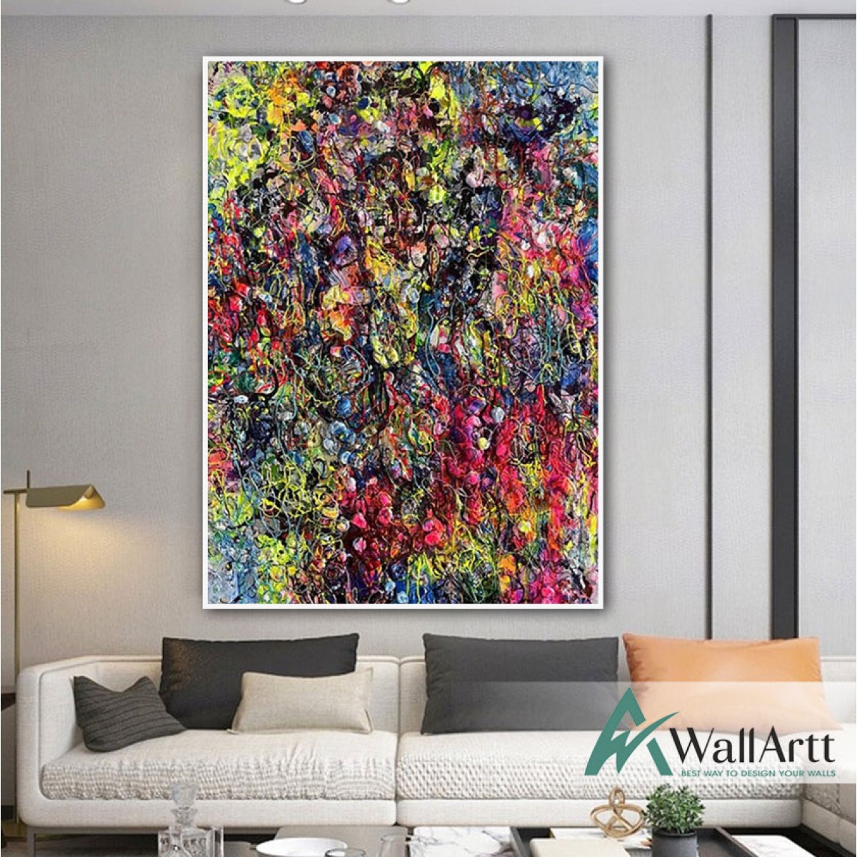Colorful Abstract Flowers Textured Partial Oil Painting