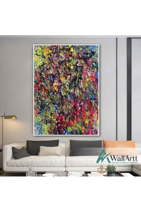 Colorful Abstract Flowers Textured Partial Oil Painting