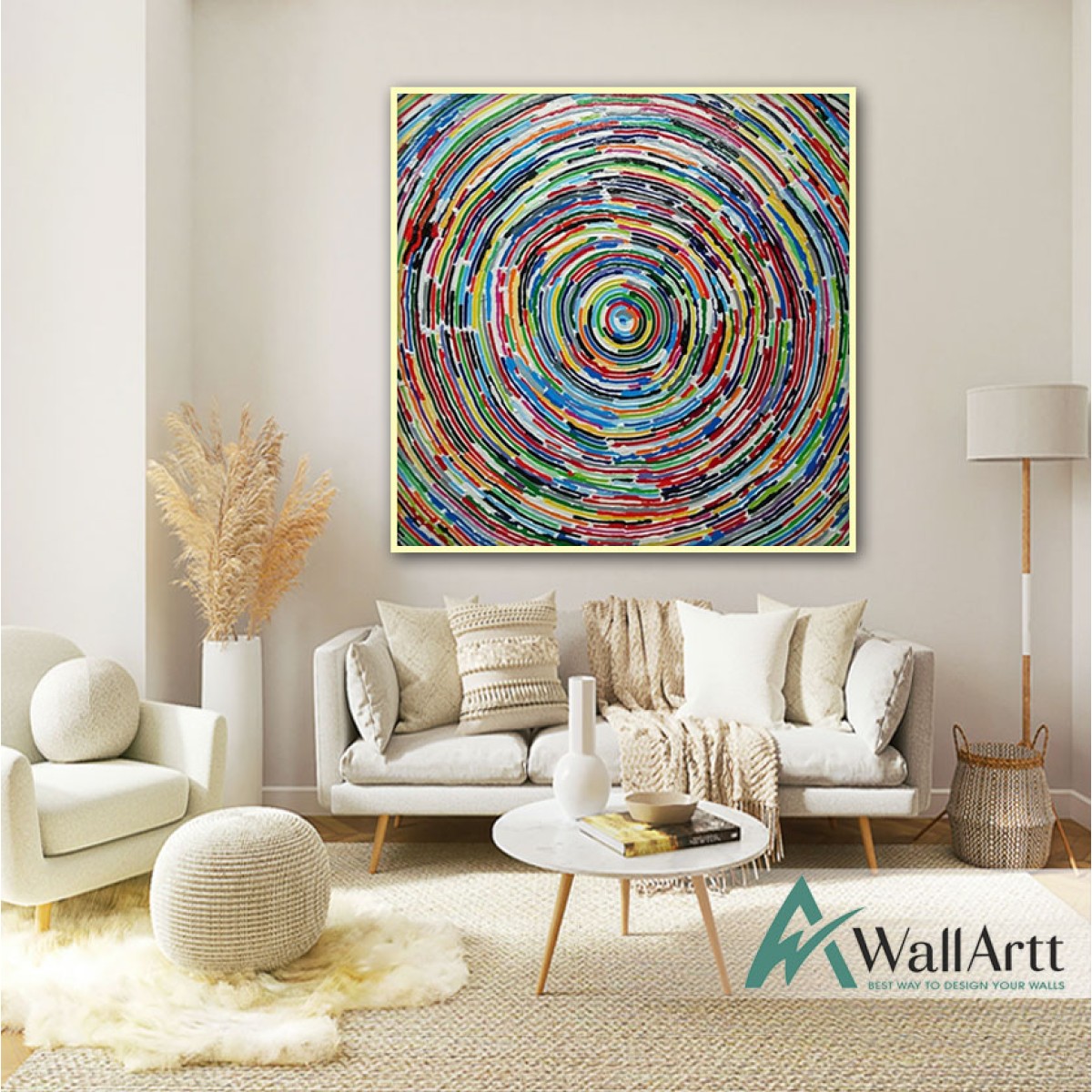 Abstract Circle Textured Partial Oil Painting