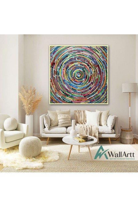 Abstract Circle Textured Partial Oil Painting