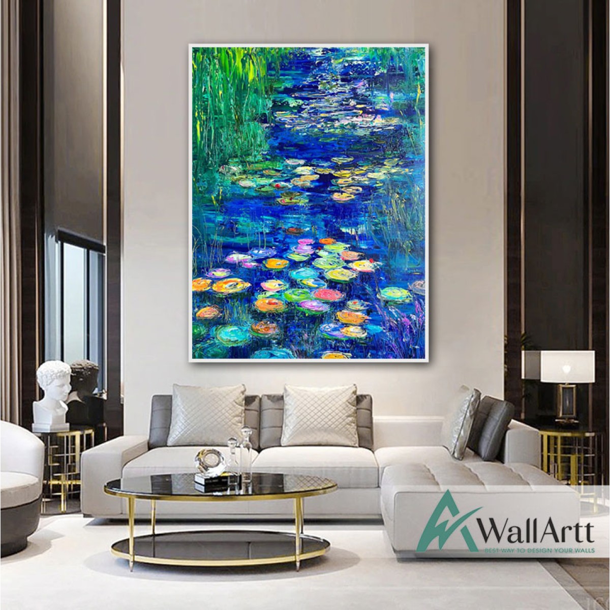 Abstract Colorful Water Flowers Textured Partial Oil Painting