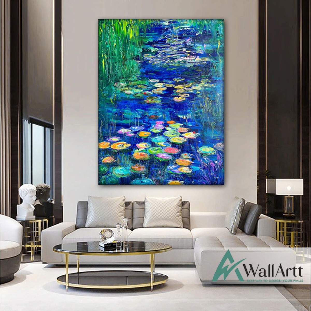 Abstract Colorful Water Flowers Textured Partial Oil Painting