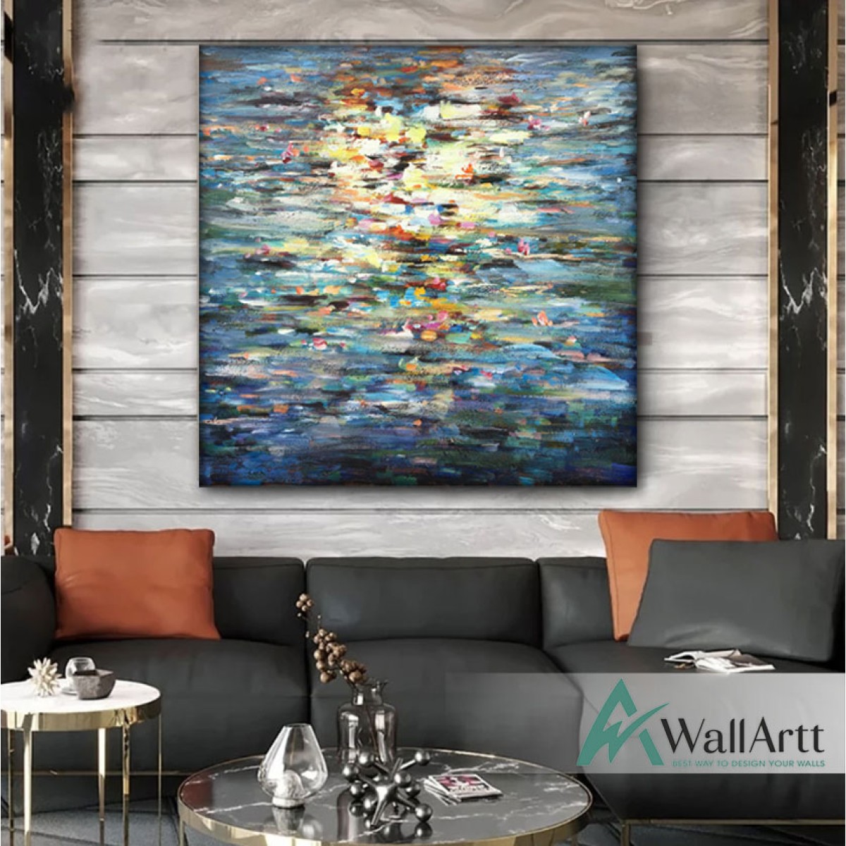 Abstract Sparcles Textured Partial Oil Painting