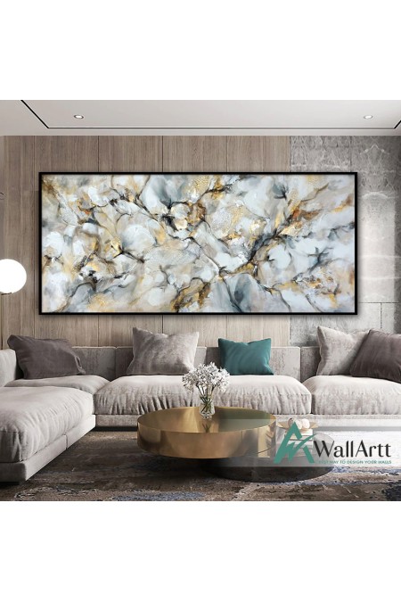 Abstract Gold Marble Textured Partial Oil Painting