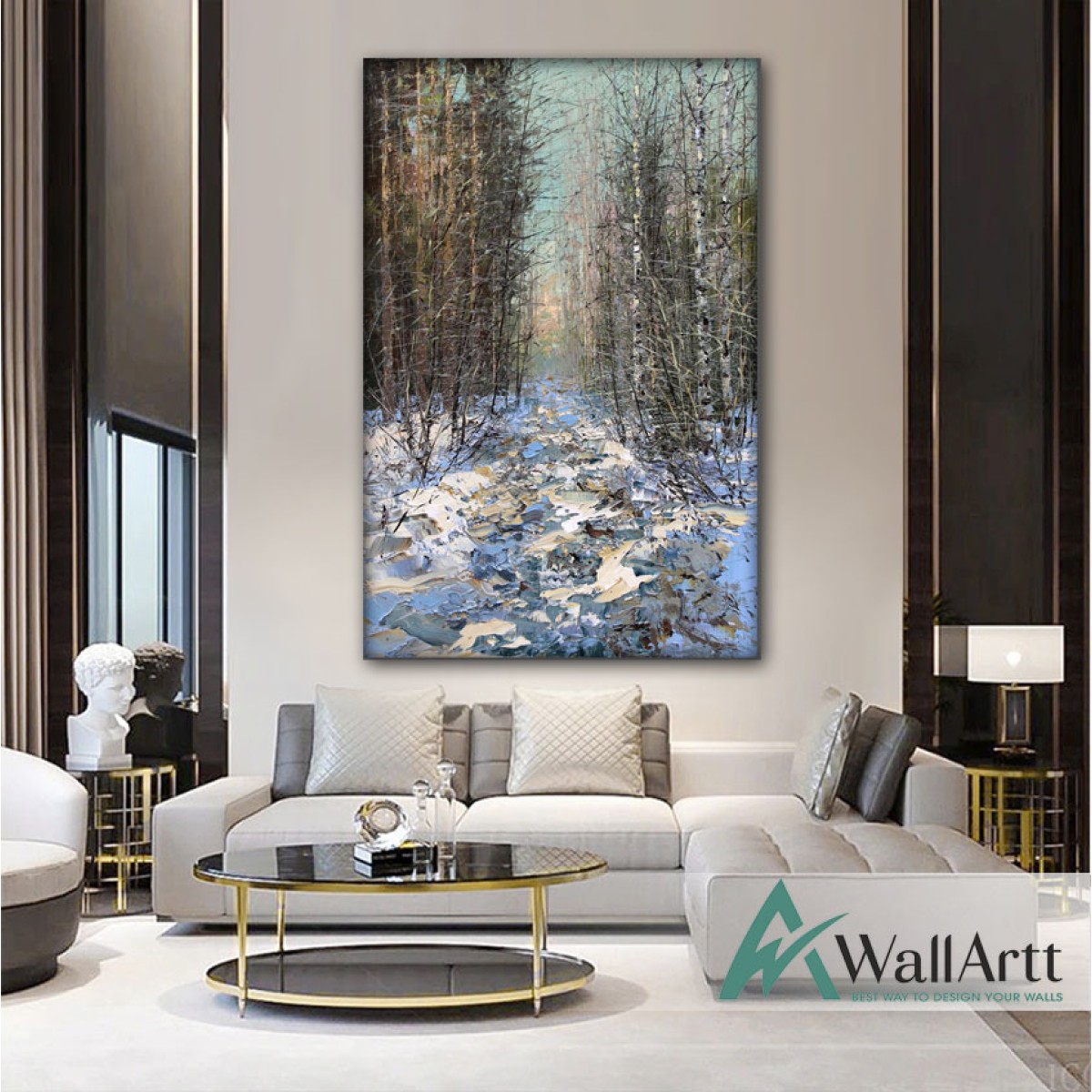 Forest under Snow Textured Partial Oil Painting