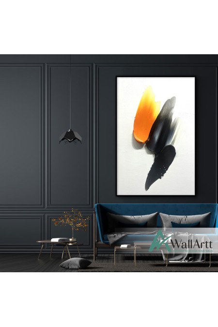 Abstract Orange Black III Textured Partial Oil Painting