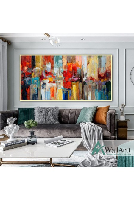 Abstract City Silhouette Textured Partial Oil Painting