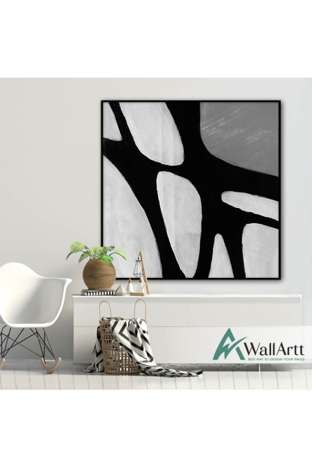 White n Black Abstract II Textured Partial Oil Painting