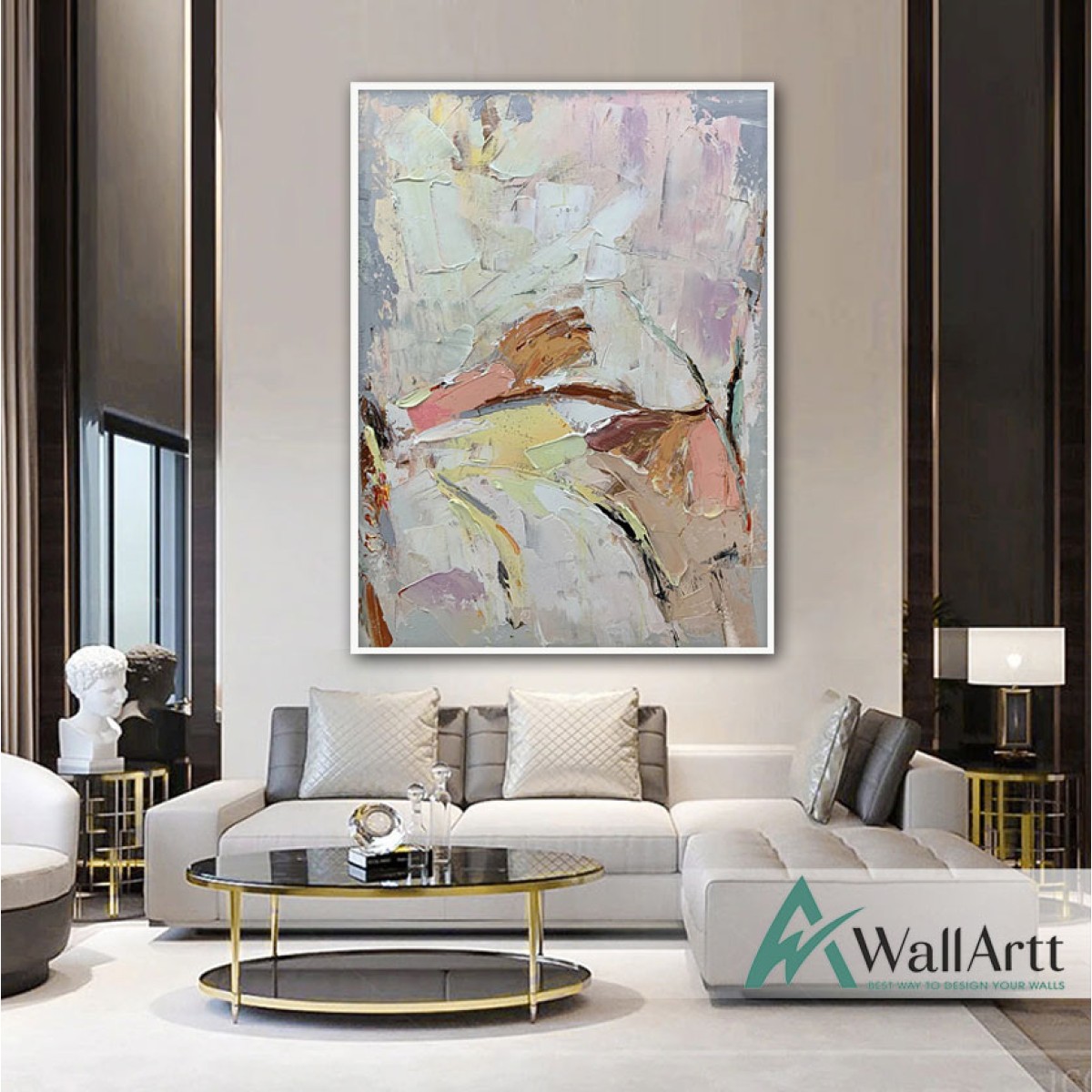 Soft Colors Abstract Textured Partial Oil Painting