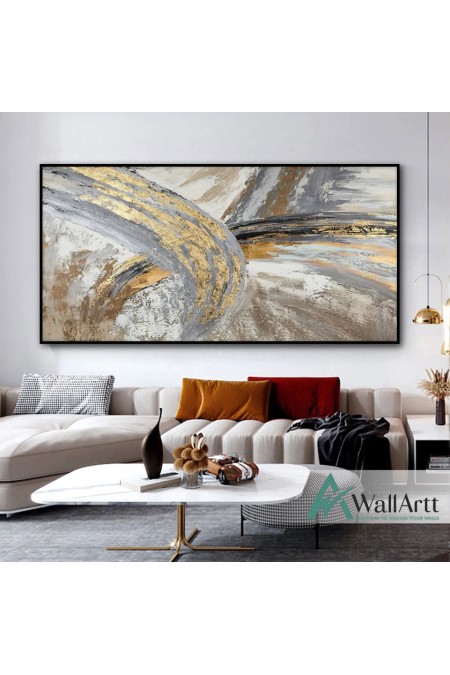 Gold Waterfall II Textured Partial Oil Painting