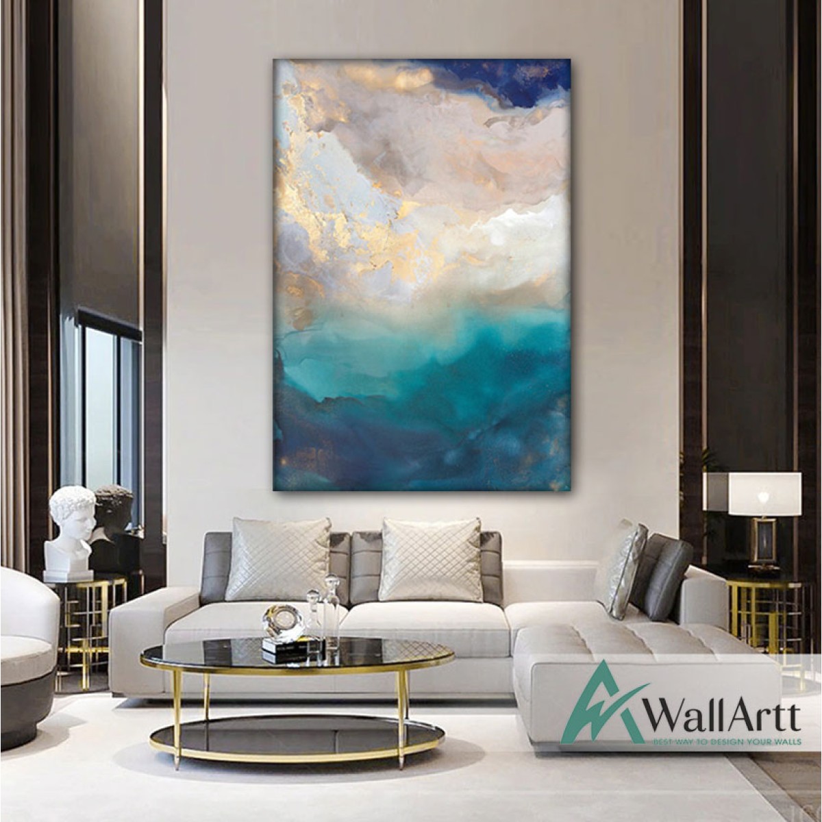 Abstract Gold Sky Textured Partial Oil Painting
