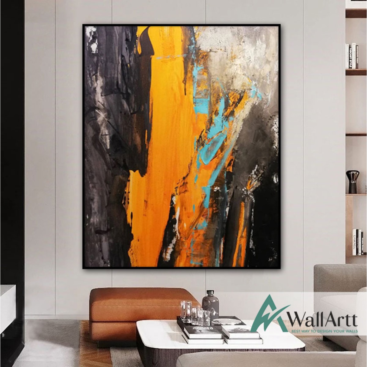 Orange Blue Abstract II Textured Partial Oil Painting