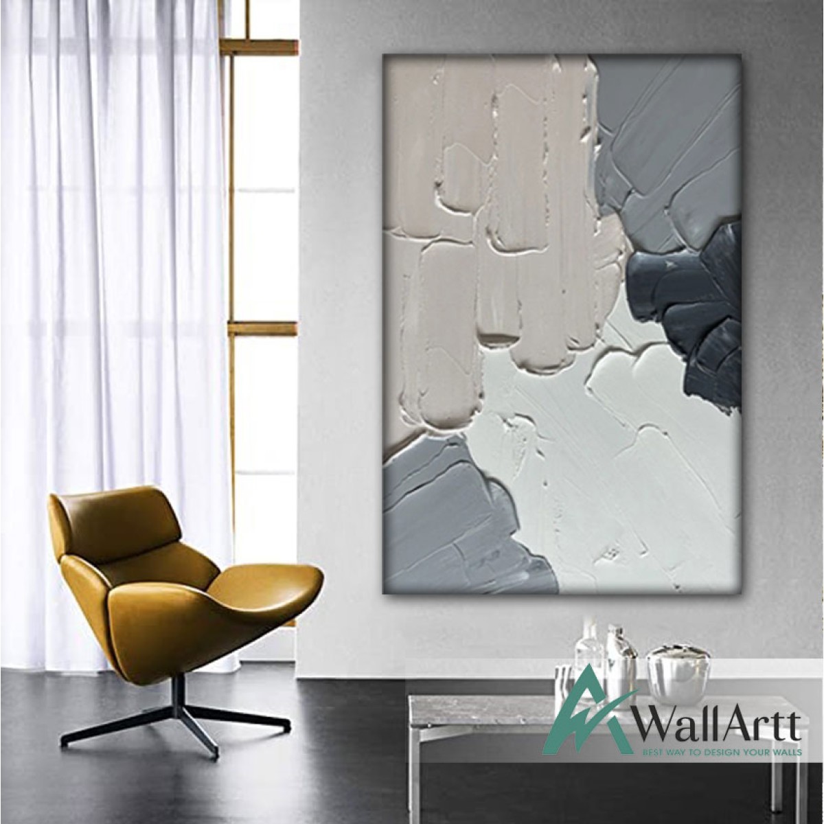 Soft Tones III Abstract 3d Heavy Textured Partial Oil Painting